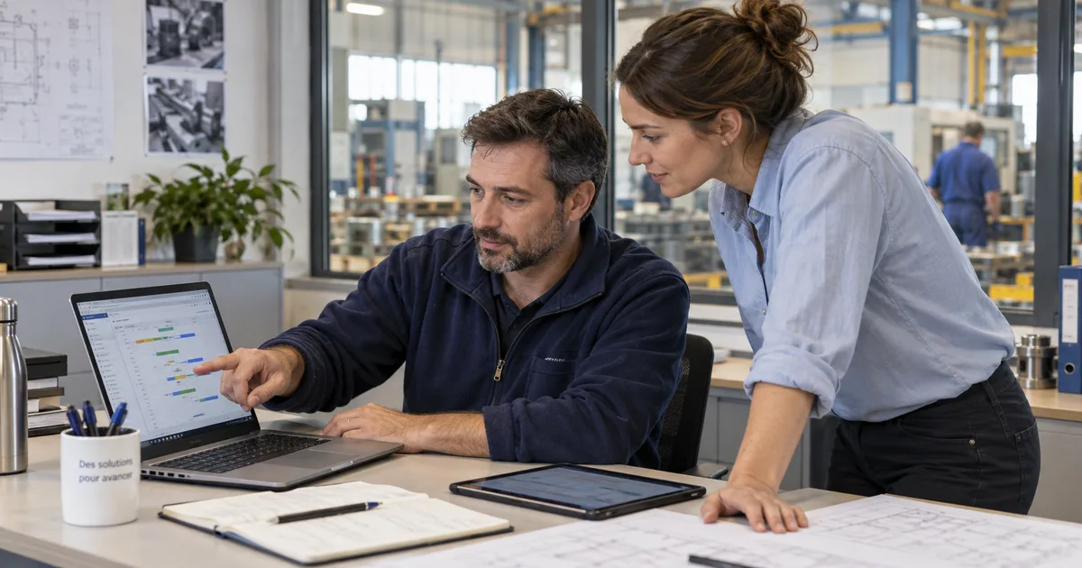 Collaborateurs utilisant une application métier sur mesure à Chambéry