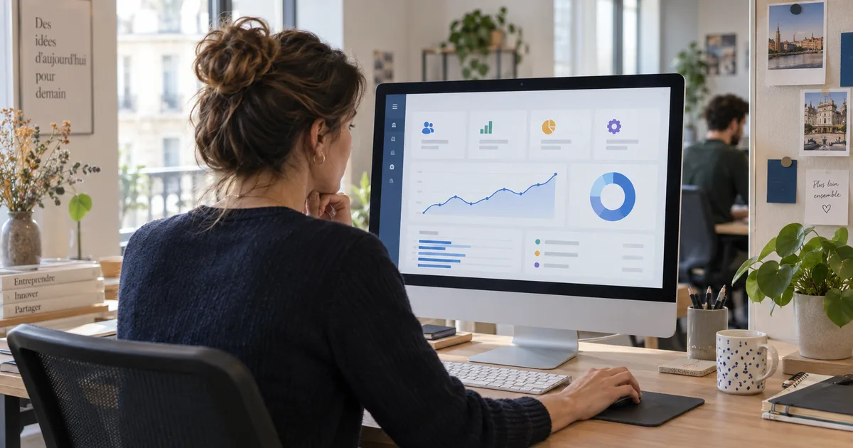 Fondatrice préparant un MVP SaaS sur mesure dans un bureau à Chambéry