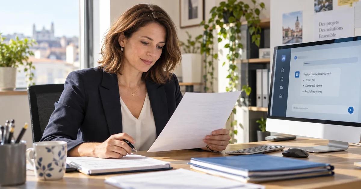 Collaboratrice évaluant un premier projet IA pour une PME en Savoie