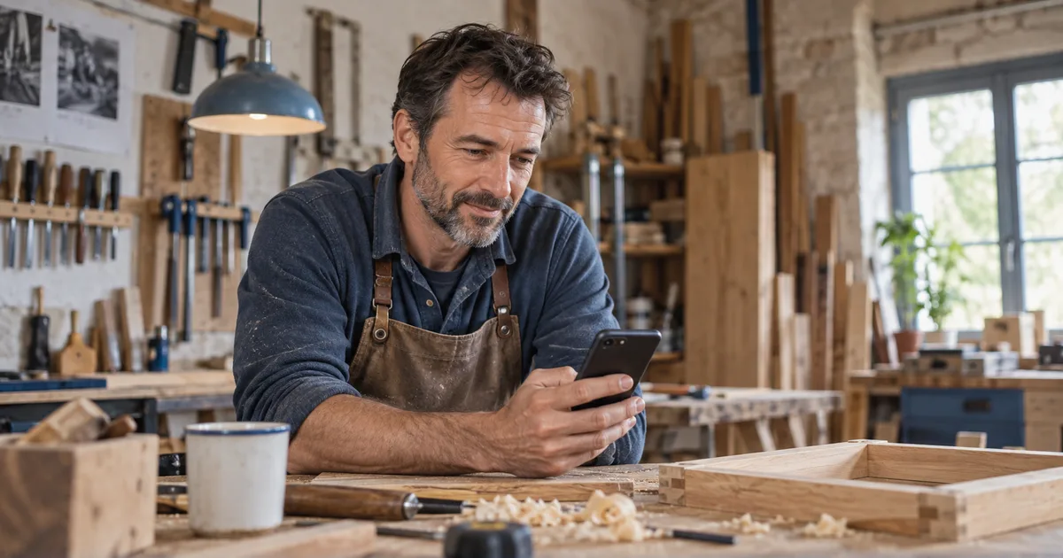 Artisan consultant un smartphone pour son site vitrine à Chambéry