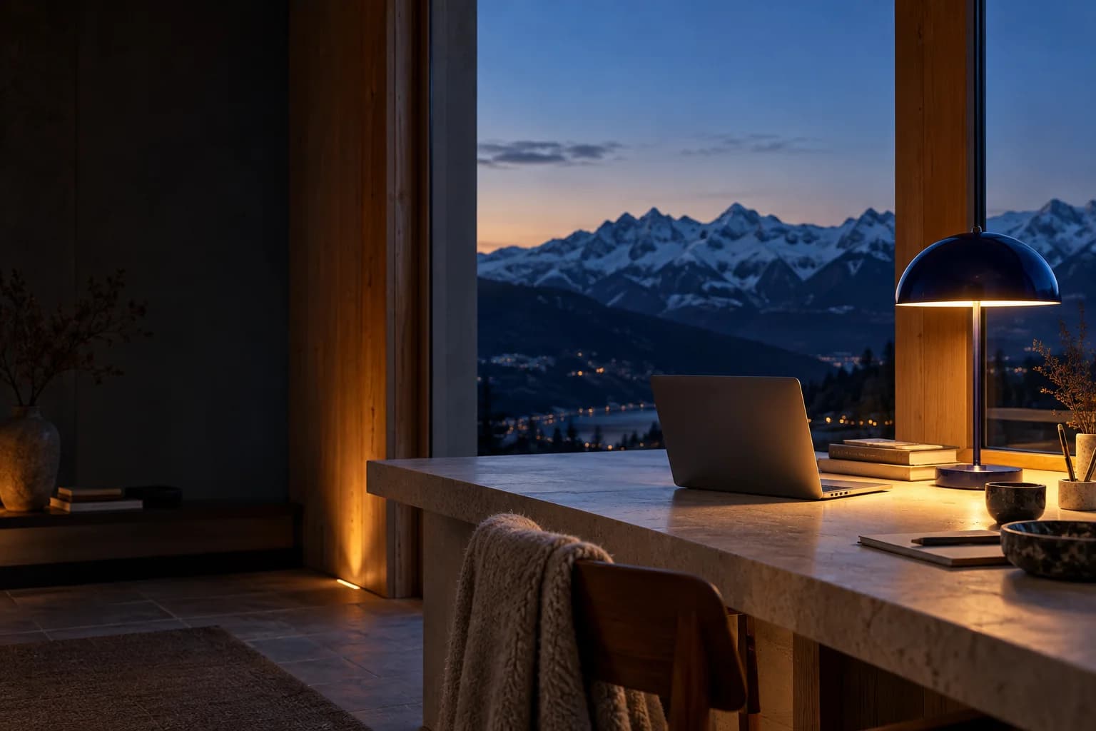 Poste de travail pour l’automatisation IA d’une entreprise à Chambéry, face aux montagnes de Savoie
